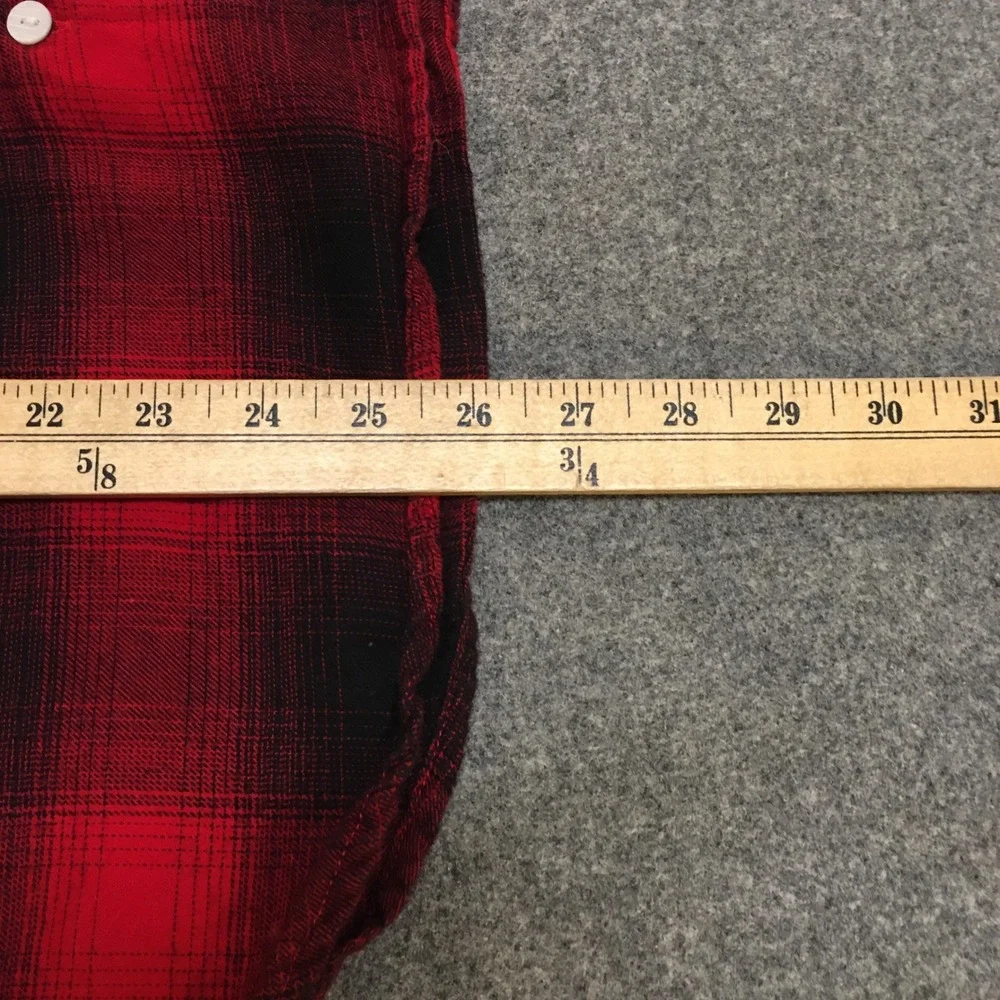 GapBody Pajama Top Women XL Red Black Buffalo Plaid Flannel Cotton Button Down
